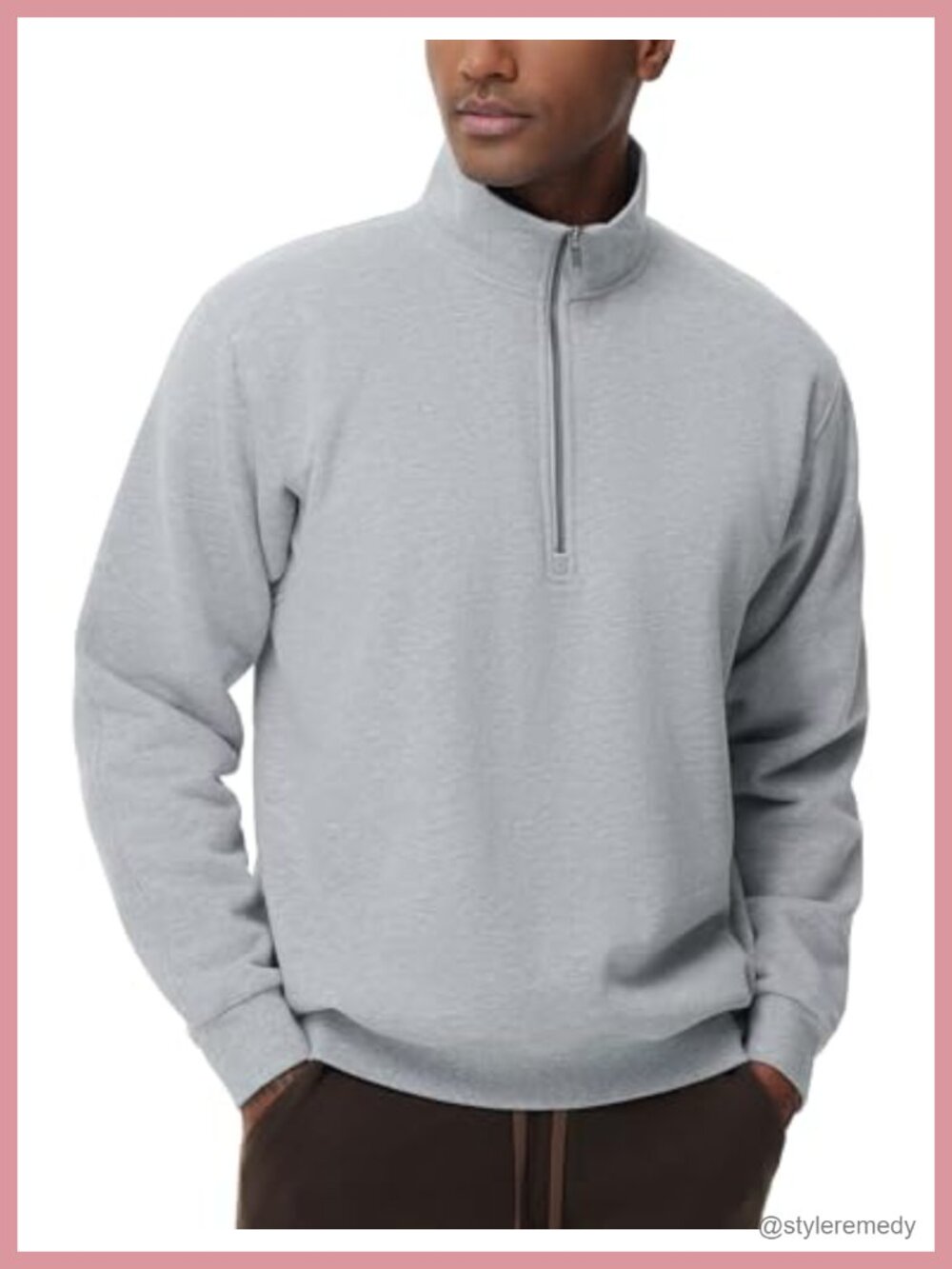 Men's Half Zip Fleece Sweatshirt Mock Neck Pullover Workout Top
